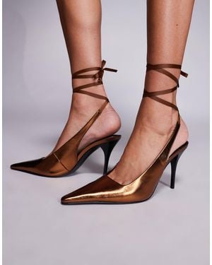 ASOS Pascha Tie Leg Detail High Heeled Shoes - Brown