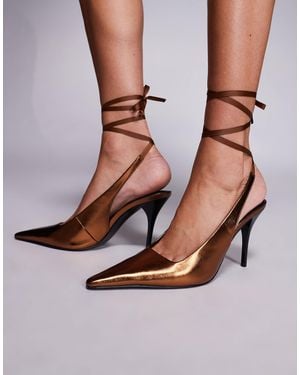 ASOS Pascha Tie Leg Detail High Heeled Shoes - Brown