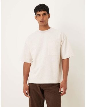ASOS T-Shirt Oversize Pesante Mélange Con Tasca - Bianco