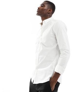 New Look Long Sleeve Muscle Fit Shirt - White