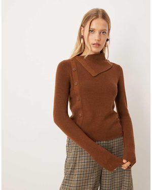 Mango Jumper With Side Buttons - Brown