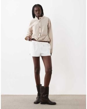 ASOS Pantaloncini Runner Tecnici Color Ecru Coordinati - Bianco
