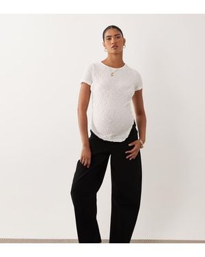 Vero Moda Asymmetric Ruched Detail Crinkle Texture Top - Black