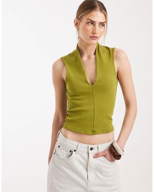 ASOS Compact Cotton Plunge Top - Green