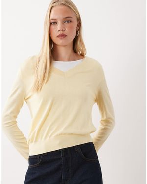 Mango V Neck Sweater - Natural