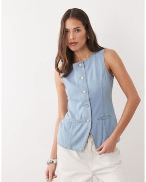 Threadbare Crew Neck Denim Waistcoat - Blue