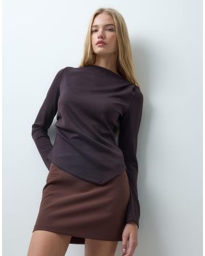 Vero Moda Long Sleeve Boatneck Asymmetric Top - Multicolor