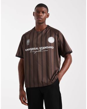 Jack & Jones Oversized Striped Football Shirt - Brown