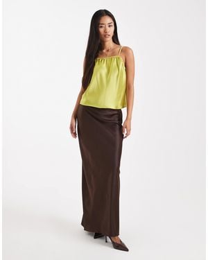 4th & Reckless Satin Column Maxi Skirt - Yellow