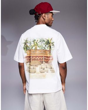The Couture Club T-Shirt Oversize Sporco Con Stampa Scenica Sul Retro - Bianco