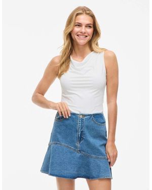 Vila Top Blanco Nieve Óptico Sin Mangas De - Azul