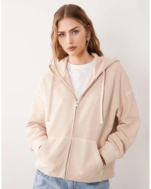 ARKET Sweat à capuche épais à fermeture éclair - beige clair - Neutre