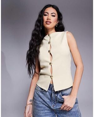 ASOS Gold Hardware Interlock Waistcoat Co Ord - Grey