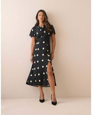 Nobody's Child Polka Dot Cheryl Midi Dress - Natural