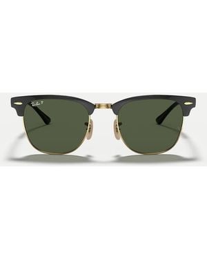 Ray-Ban Gafas De Sol Negras Y Doradas Con Lentes Verdes Polarizadas Clubmaster De -Negro