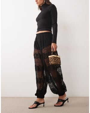 ASOS Oversize-ballonhose aus spitzenmix - Schwarz