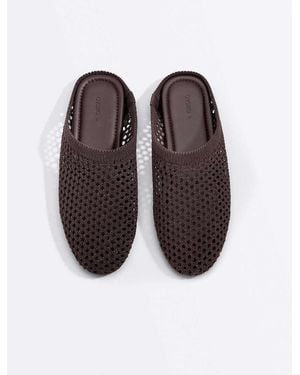 Oysho Crochet Open-back Clogs - Brown