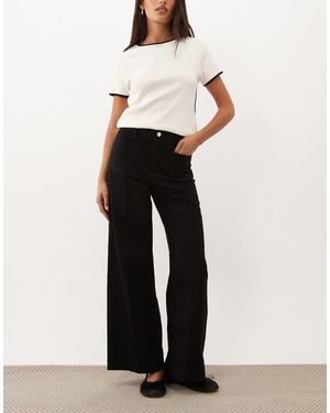 Mango Jessie 100% Katoen Jeans Met Wijde Pijpen En Zakdetails - Zwart