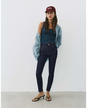 Pull&Bear Jean skinny taille haute - Bleu