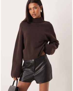 ASOS Pu Mid Rise Shorts - Brown