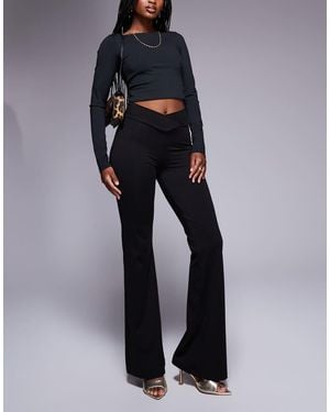 ASOS Slinky Double-lined Flare Trousers With V Waist Band - Blue