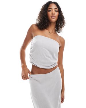 Pull&Bear Linen Look Bandeau Top Co-ord - White