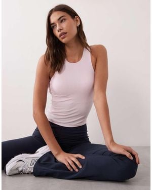 4505 Plush Lightweight Ribbed Racer Vest With Inner Bra And Removeable Padding - Pink
