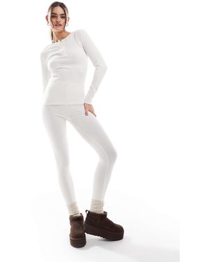 Threadbare Ski Pointelle Thermal Set - White