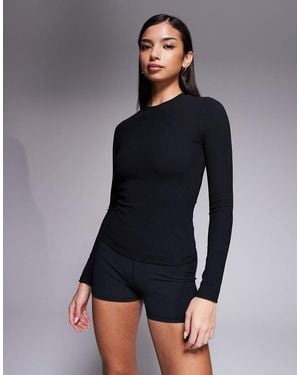 ASOS 4505 Ski & Snow Asos 4505 Thermal Ribbed Fleece Back Base Layer Long Sleeve With Sweat Wicking - Blue