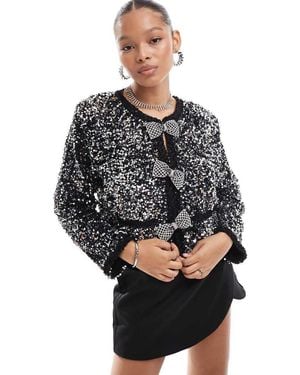 Y.A.S Sequin And Rhinestone Bow Extravaganza Jacket - Black