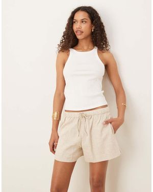 Abercrombie & Fitch Tie Waist Linen Shorts - Natural