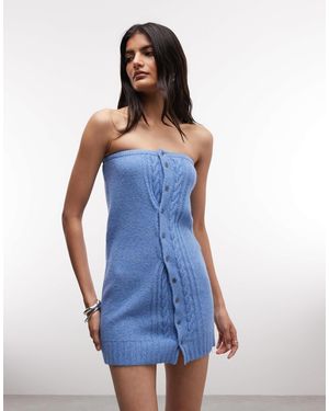 Susmie's Susmie's mintfarbenes bandeau-minikleid mit knopfleiste - Blau