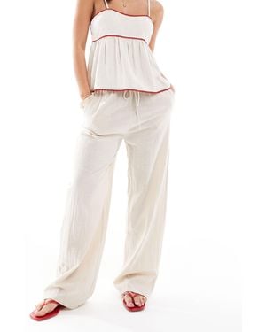 ONLY Wide Leg Linen Look Pants - Natural
