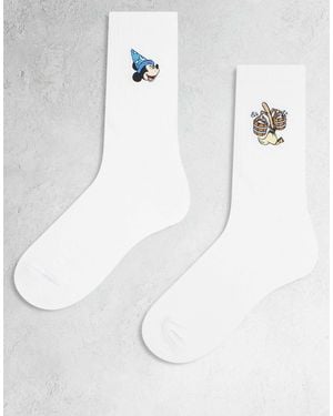 ASOS 2 Pack Sock With Disney's Mickey Fantasia Graphic - White