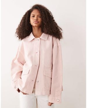 ARKET Oversized Utility Denim Overshirt Jacket - Pink