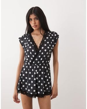 Miss Selfridge Wrap Front Playsuit - Black