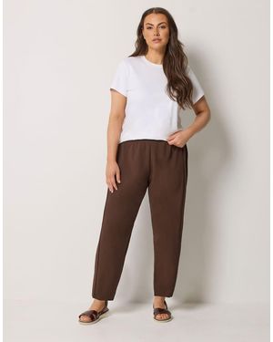 Yours Clothing Barrel Trousers - Brown