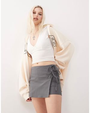 Collusion Low Rise Wrap Skort With Tie Detail - Gray