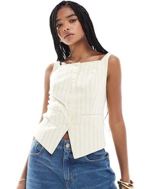 Stradivarius Square Neck Waistcoat - White