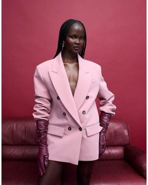 ASOS Power Shoulder Double-breasted Blazer - Pink