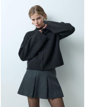 Miss Selfridge Cardigan mit durchgehendem reißverschluss und stehkragen - Blau
