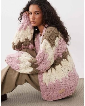Kiwi & Co Hugs & Kisses Hand Knitted Bubble Knit Cardigan - Brown