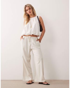 Miss Selfridge Linen Look Pull-on Pants - Natural