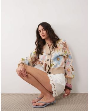 Never Fully Dressed – bomber-strickjacke aus jacquard mit glitzerndem sternenmuster - Natur