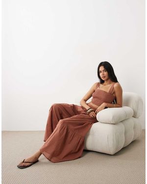 Iisla & Bird Semi-sheer Floaty Wide Leg Trouser - Brown