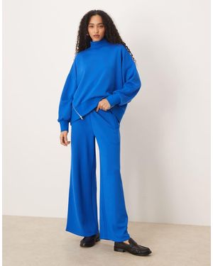 ASOS Cupro Super Wide Leg jogger With Pocket Detail - Blue