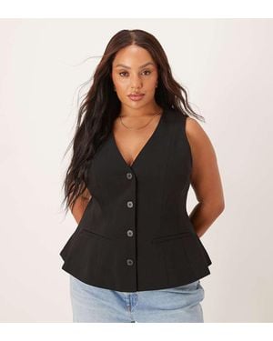 ASOS Curve Tailored Peplum Waistcoat - Black