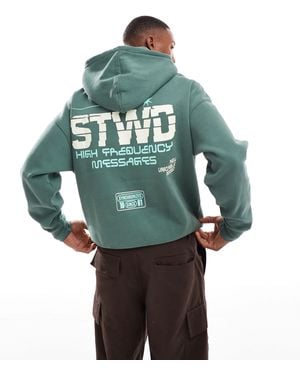 Pull&Bear Stwd Printed Hoodie - Green