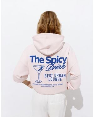 Pull&Bear Graphic Cup Hoodie - White