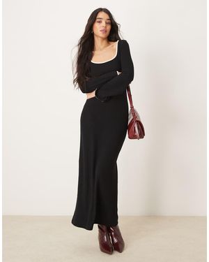 ASOS Vestito Lungo Ultra Morbido Con Scollo Quadrato - Neutro
